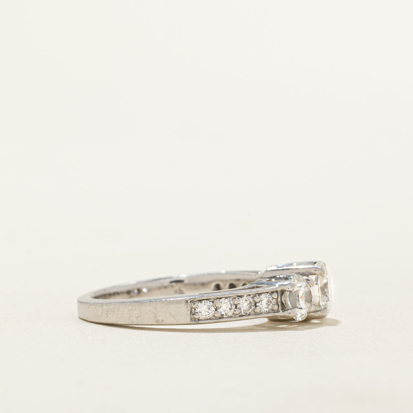 Platinum Three Stone GIA Diamond Engagement Ring | 1.40 ctw, SZ 6.25 | SI1, G |