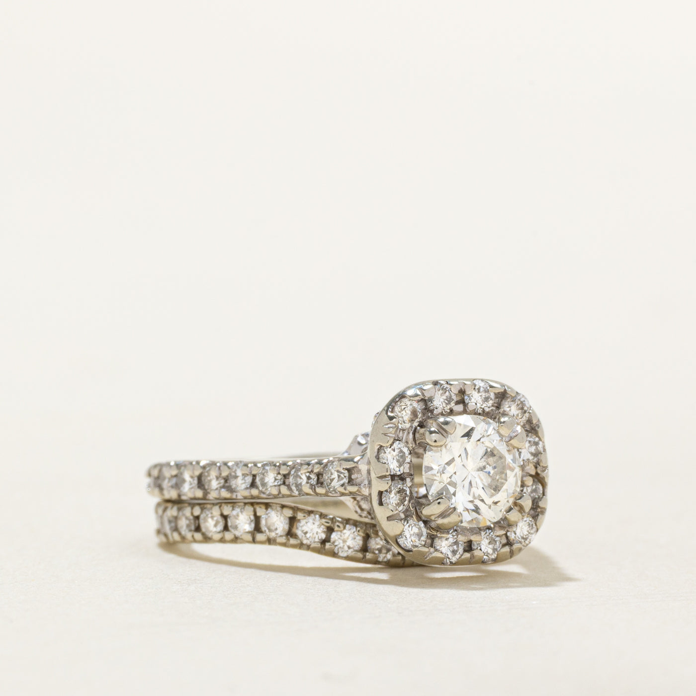 Halo Diamond Engagement Ring Set | 1.13 ctw, SZ 3.25 |
