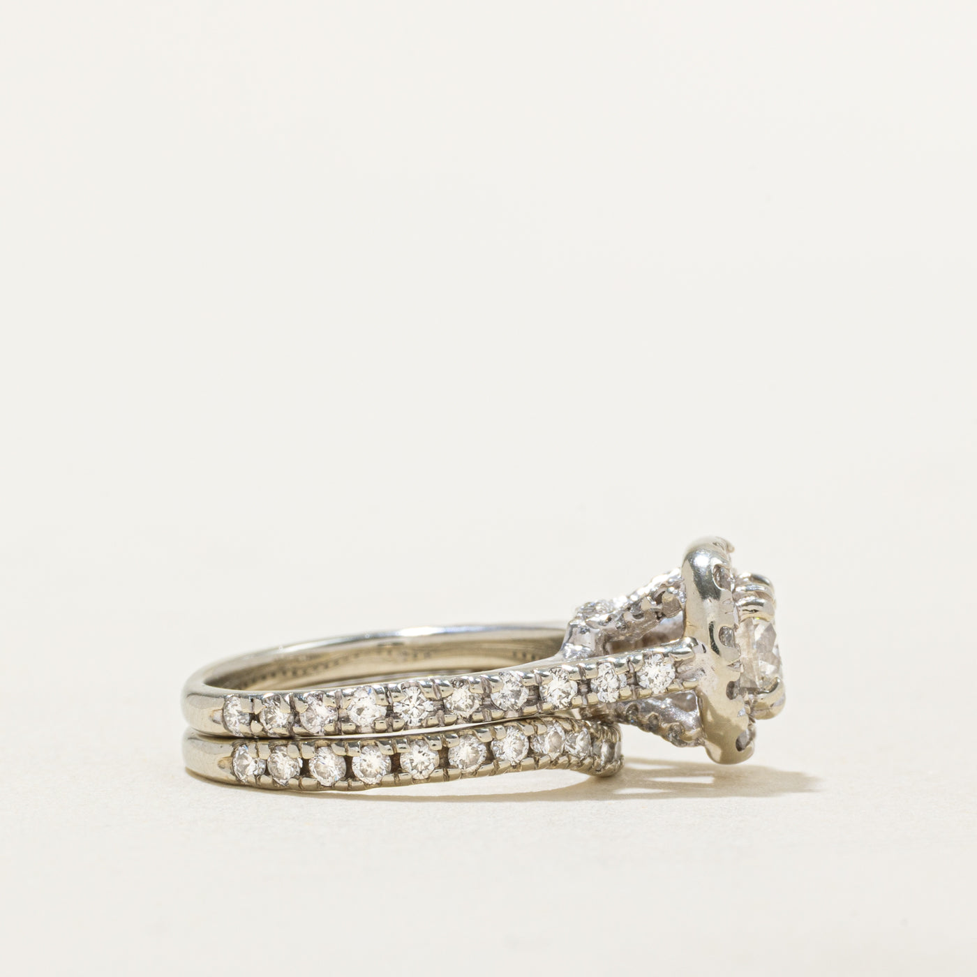 Halo Diamond Engagement Ring Set | 1.13 ctw, SZ 3.25 |