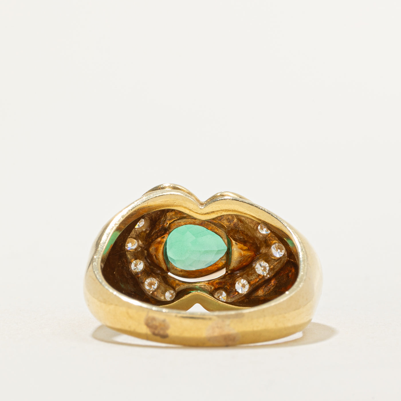 Bezel Set Pear Cut Emerald & Diamond Ring | 0.30ctw | SZ 9.5 |