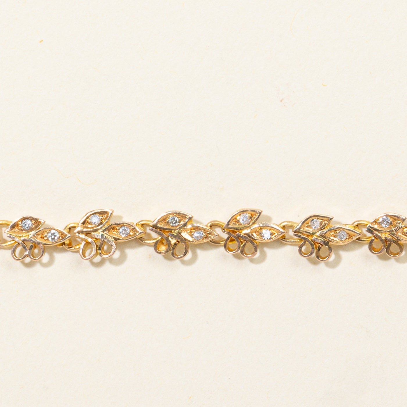 16k Scattered Diamond Scrollwork Floral Bracelet | 6.75"