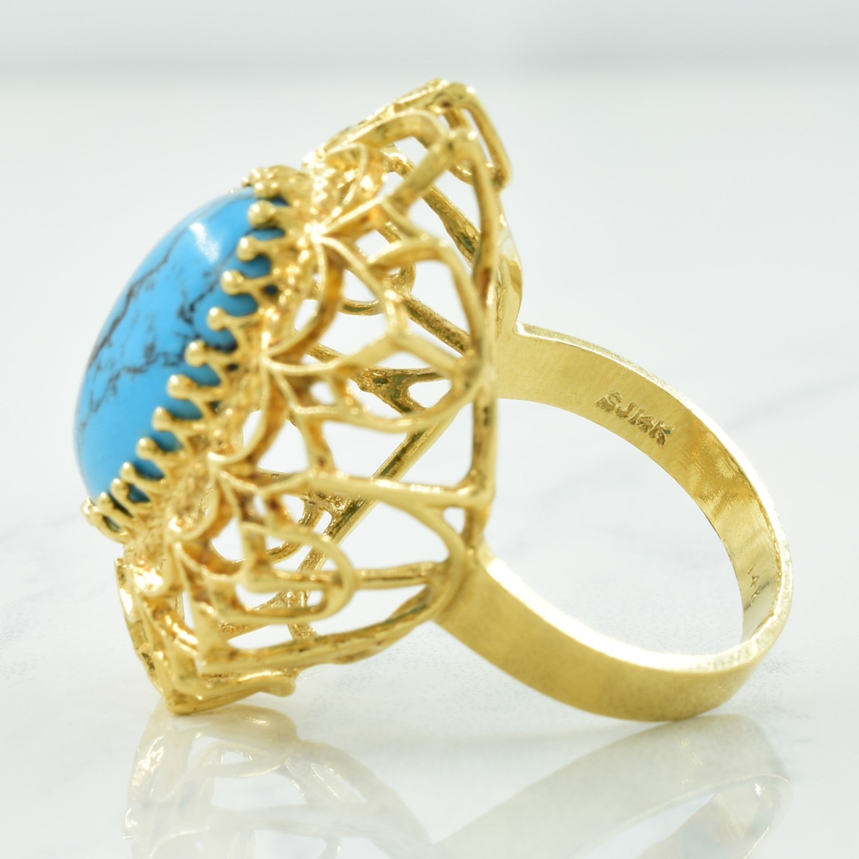 Bague cocktail en turquoise synthétique | 6,00 ct | Taille 7 |