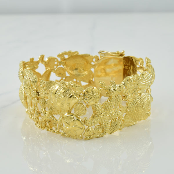 14k Yellow Gold Aquatic Themed Bracelet | 7.5
