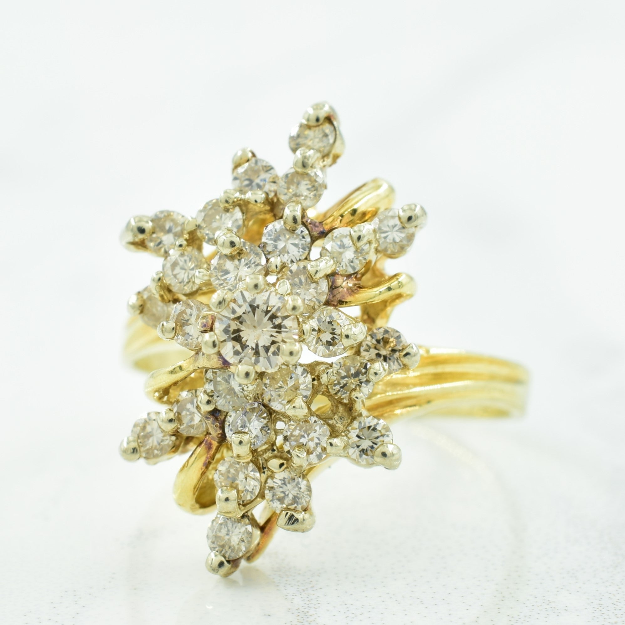 Cluster Diamond Bypass Ring | 0.77ctw | SZ 7 |
