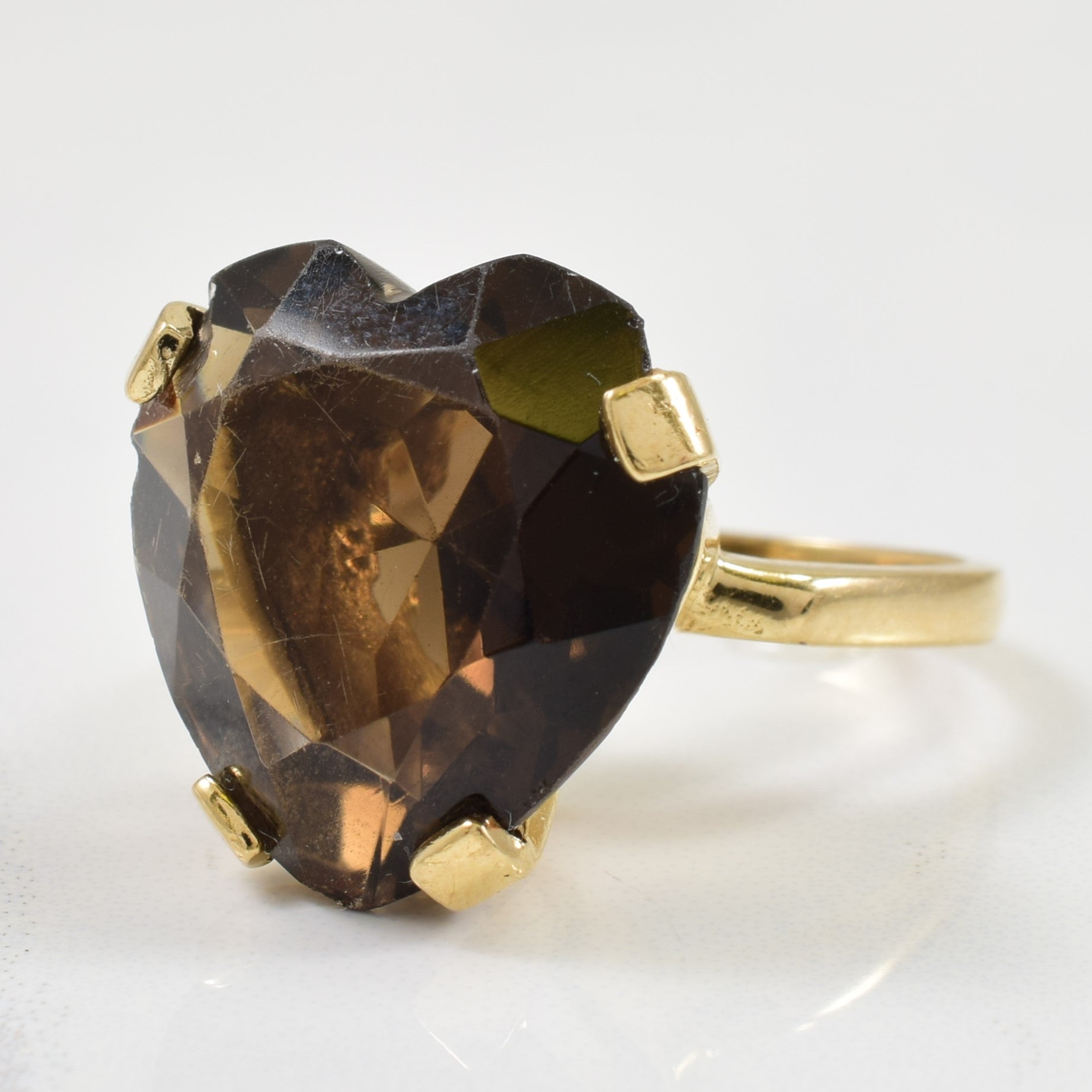Heart Smoky Quartz Cocktail Ring | 15.00ct | SZ 6 |