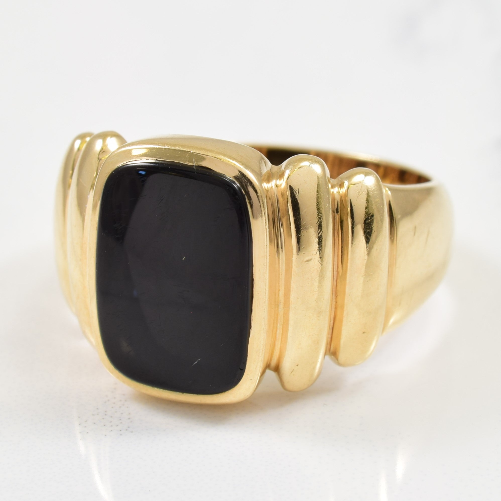 Cushion Cut Black Onyx Ring | 4.00ct | SZ 10.75 |
