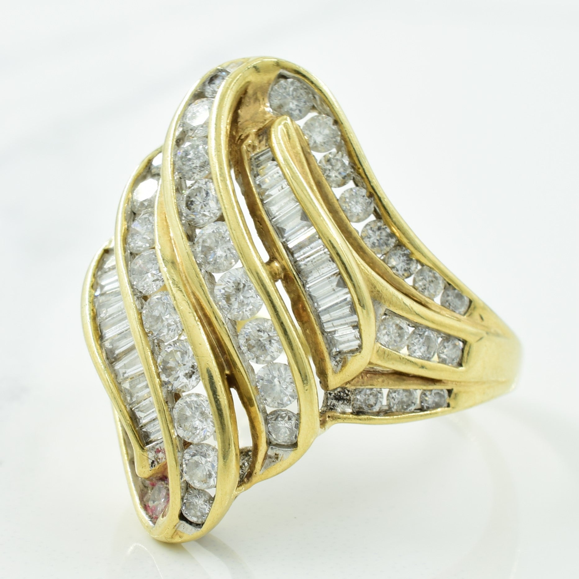 Channel Set Diamond Cocktail Ring | 1.70ctw | SZ 9.25 |
