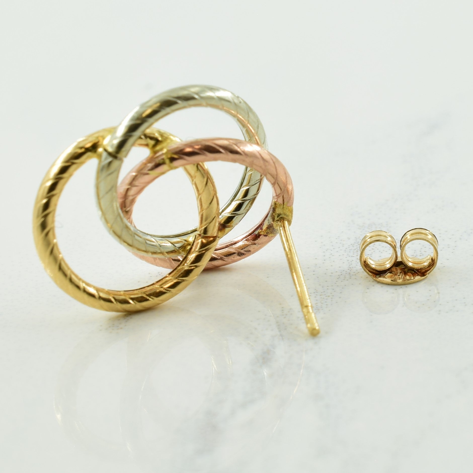 10k Tri Tone Stud Earrings