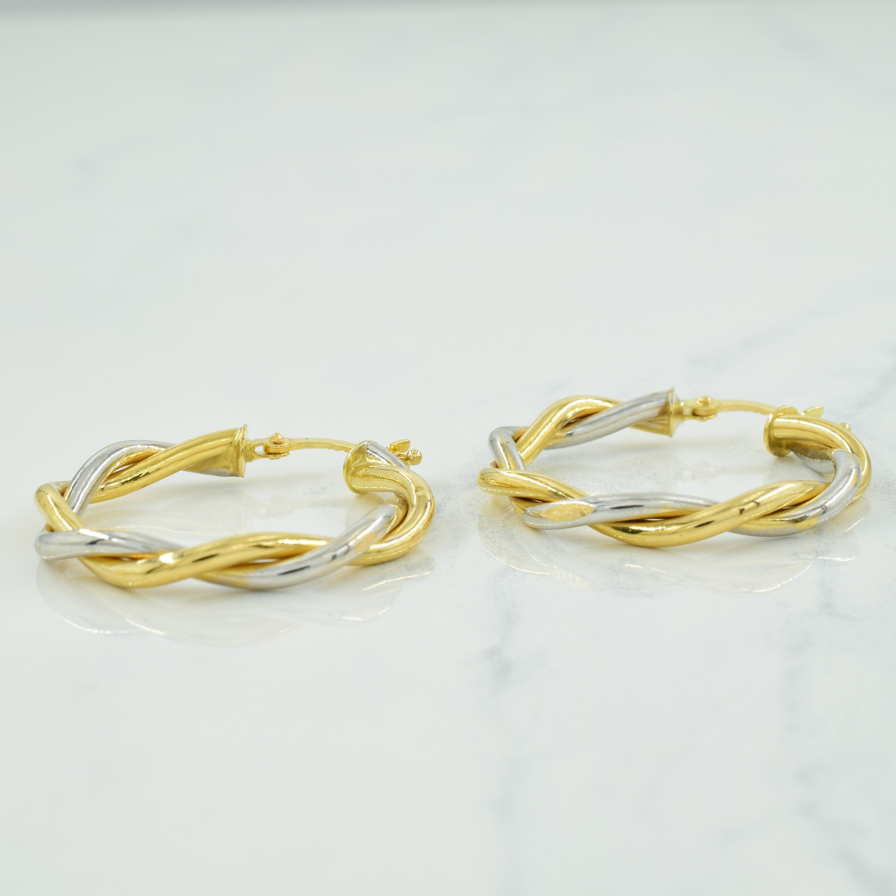 18k Two Tone Gold Hoop Earrings |