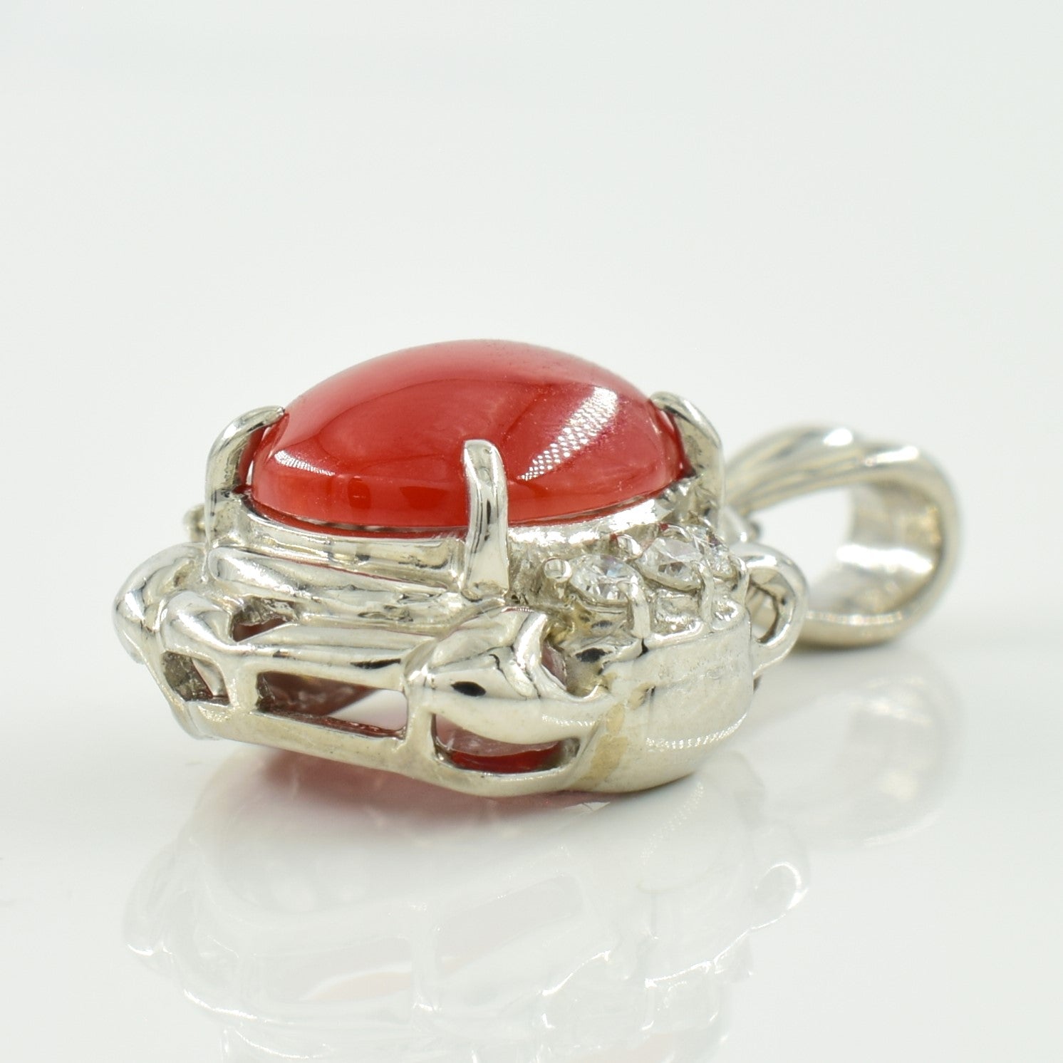 Coral & Diamond Pendant | 1.70ct, 0.11ctw |