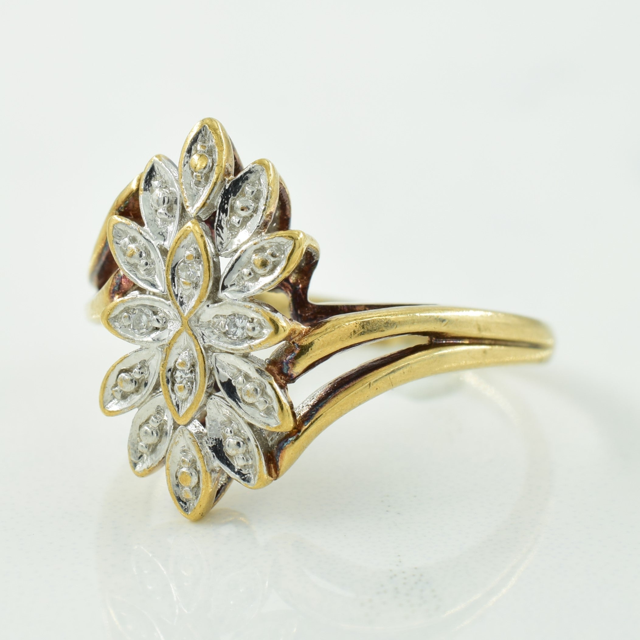 Diamond Floral Bypass Ring | 0.02ctw | SZ 6 |