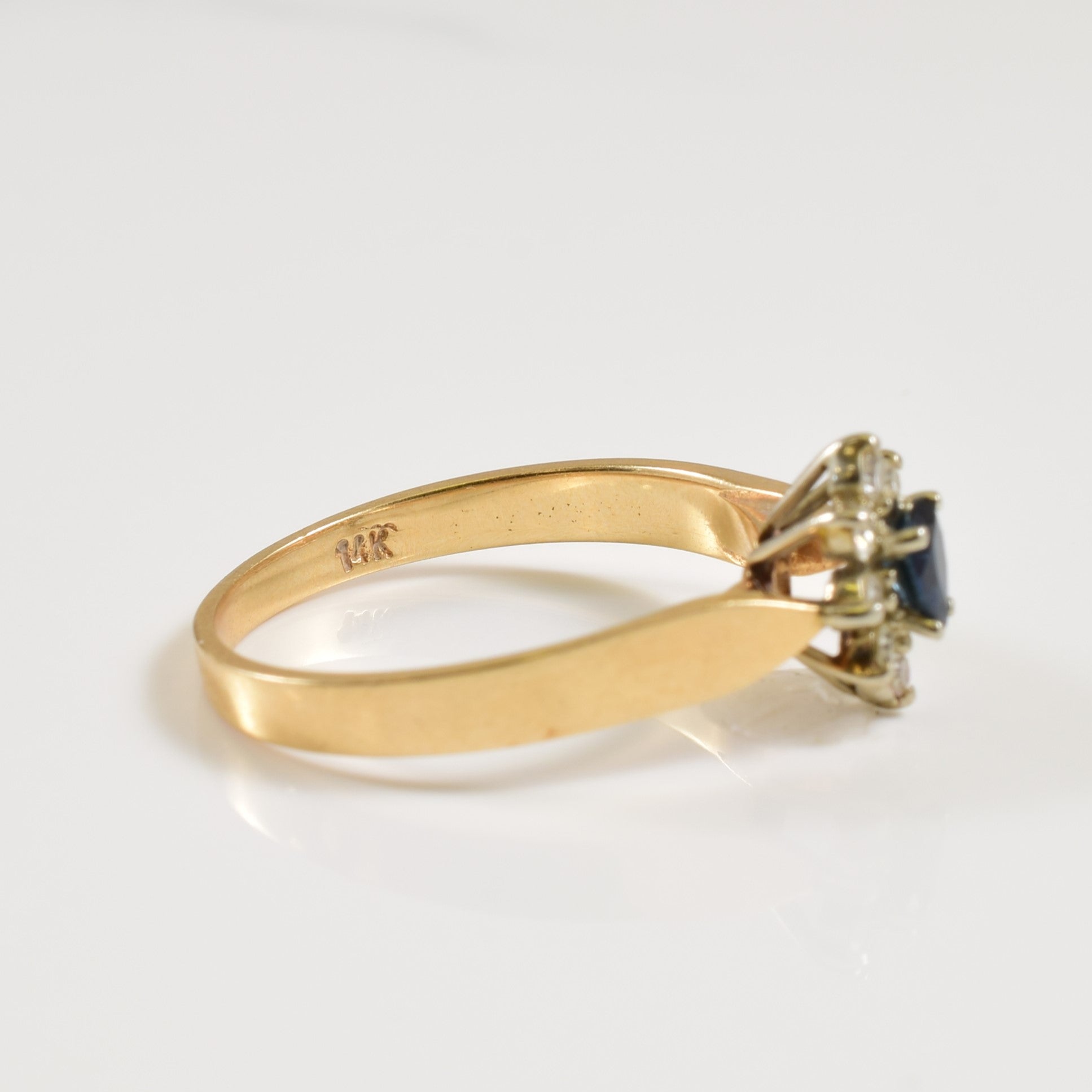 Sapphire & Diamond Halo Ring | 0.20ct, 0.12ctw | SZ 6 |