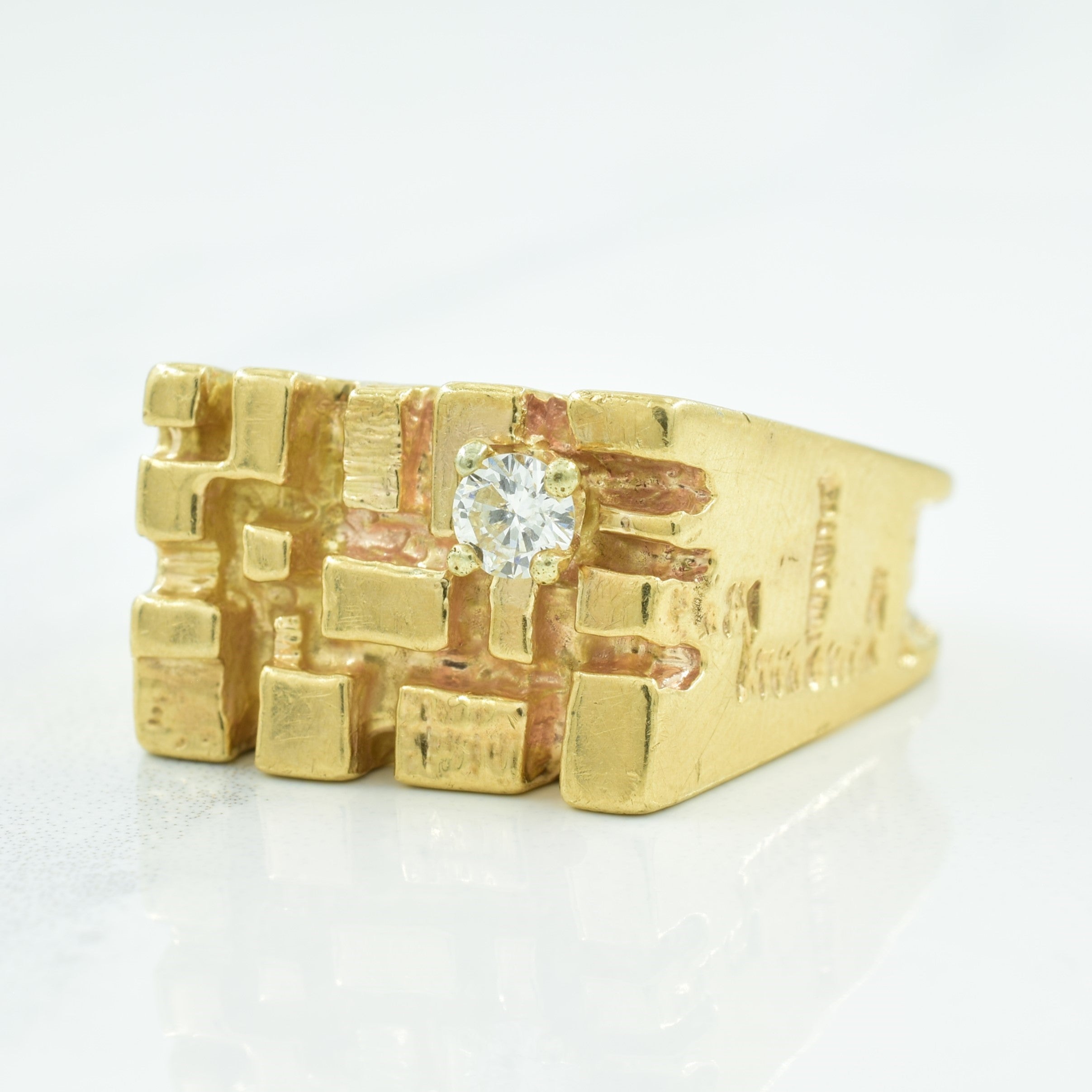 Textured Flat Edge Diamond Ring | 0.17ct | SZ 11.25 |