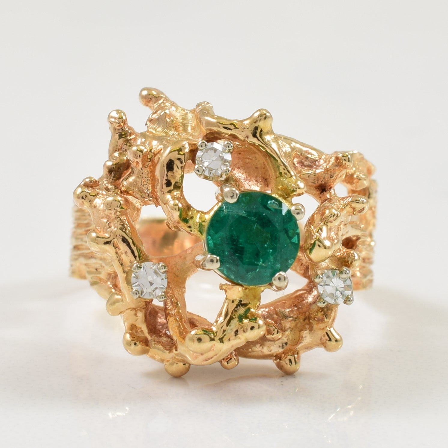 Emerald & Diamond Ring | 0.50ct, 0.08ctw | SZ 6.25 |