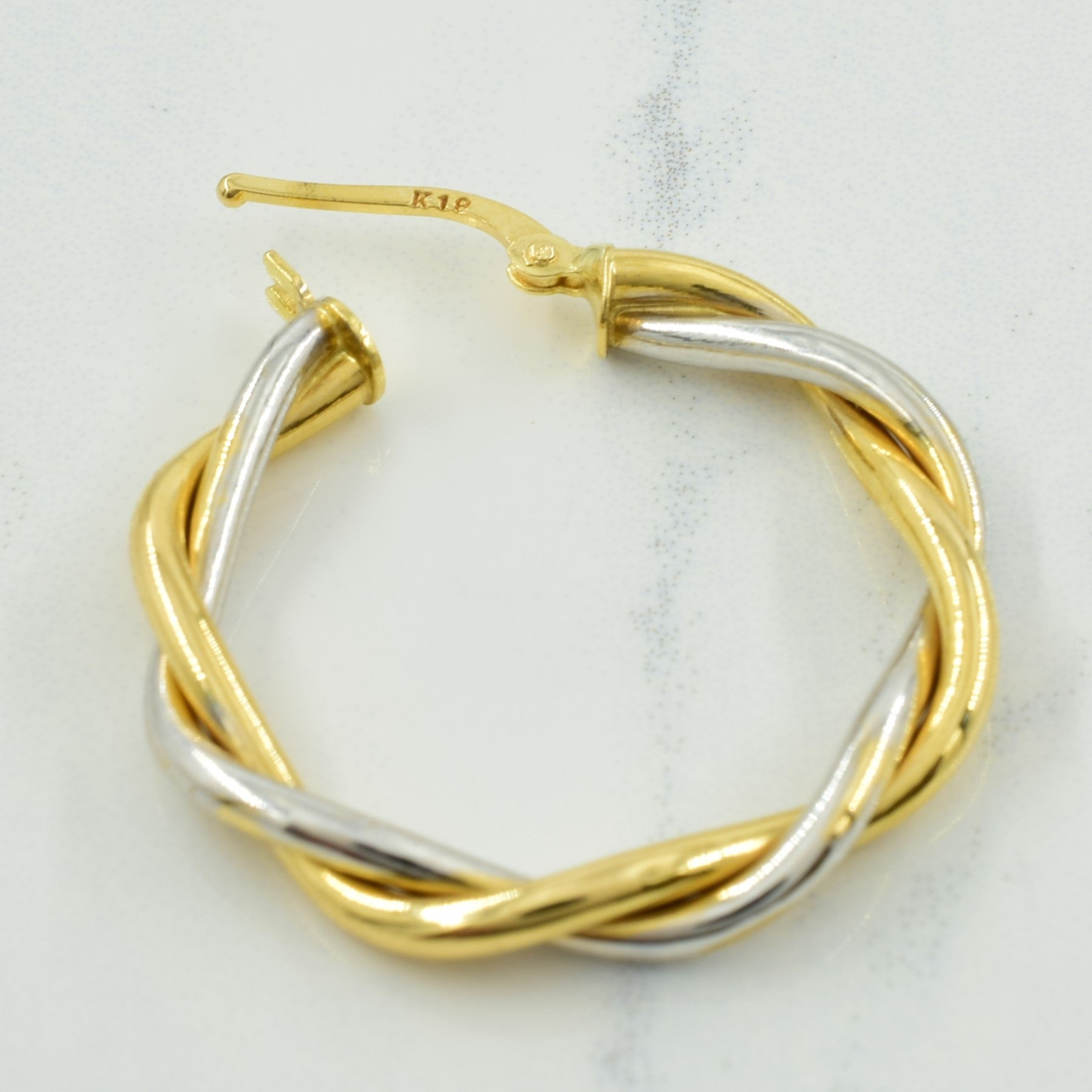18k Two Tone Gold Hoop Earrings |