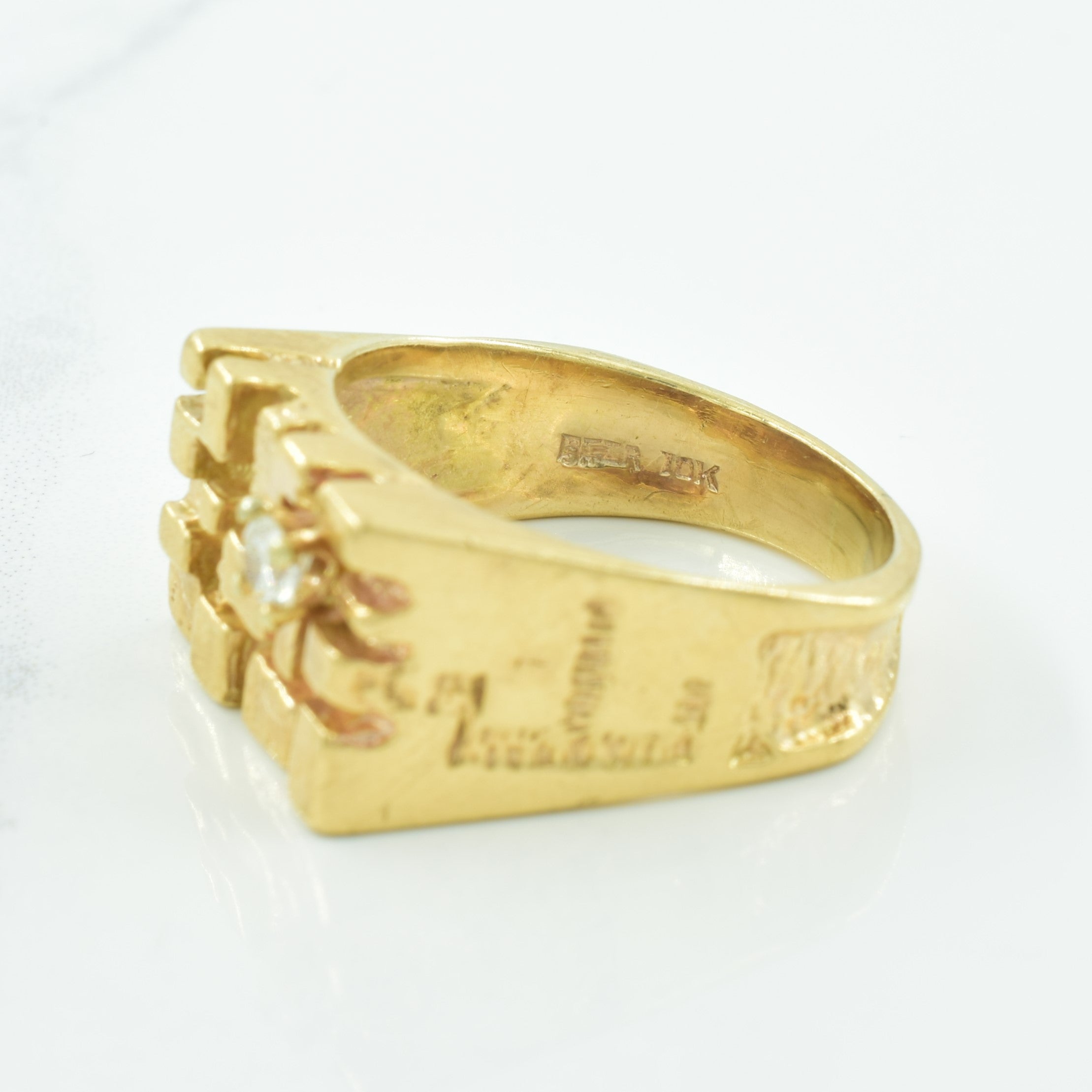 Textured Flat Edge Diamond Ring | 0.17ct | SZ 11.25 |