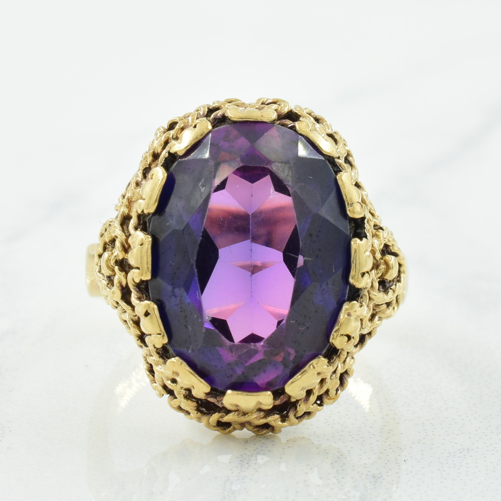 Synthetic Purple Sapphire Cocktail Ring | 11.00ct | SZ 8 |