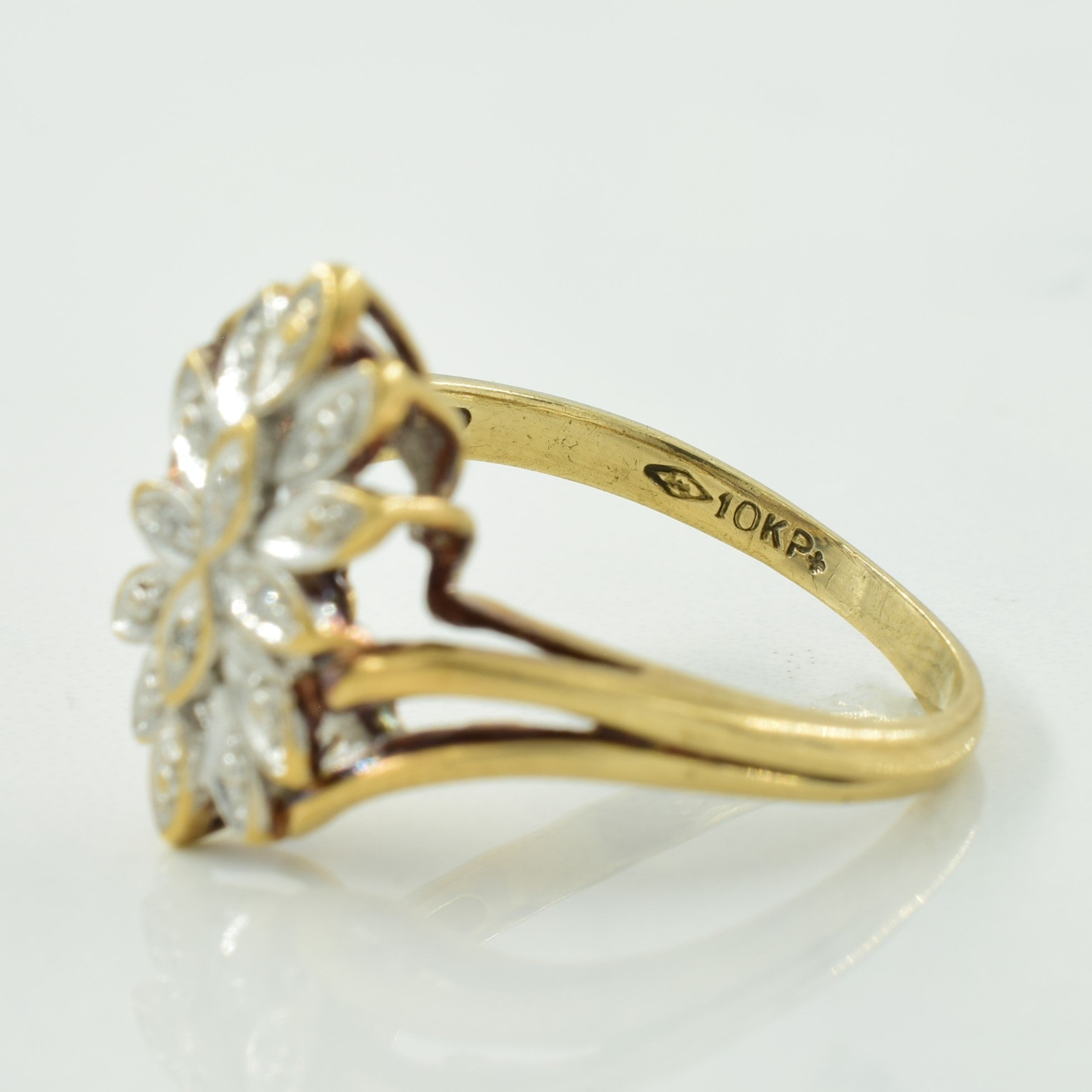 Diamond Floral Bypass Ring | 0.02ctw | SZ 6 |