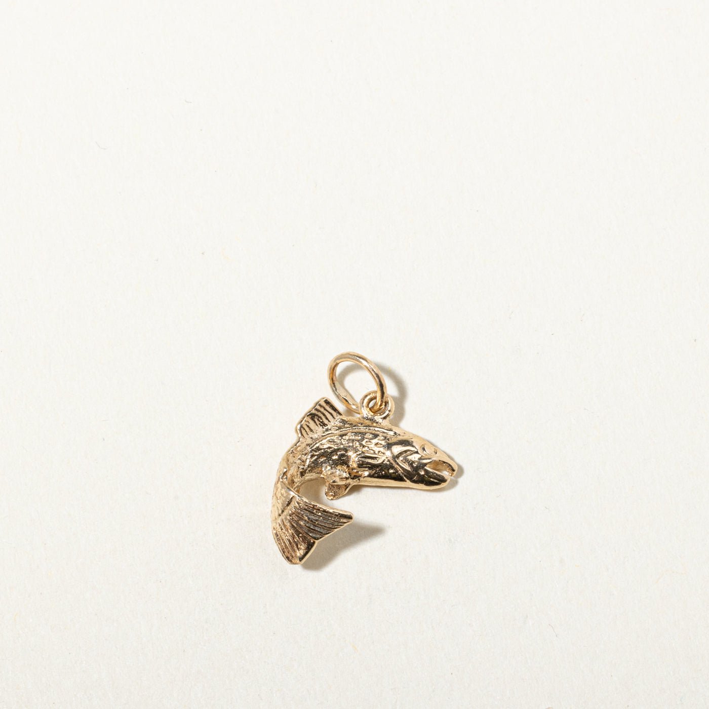 10k Yellow Gold Textured Salmon Charm