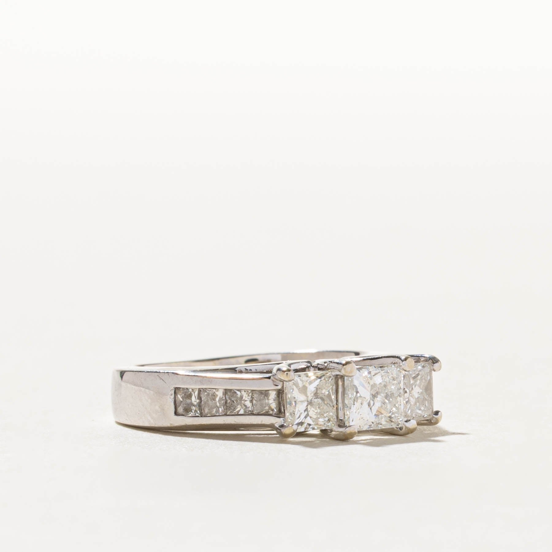 14k Three Stone Princess Cut Diamond Ring | 1.58ctw | SZ 6