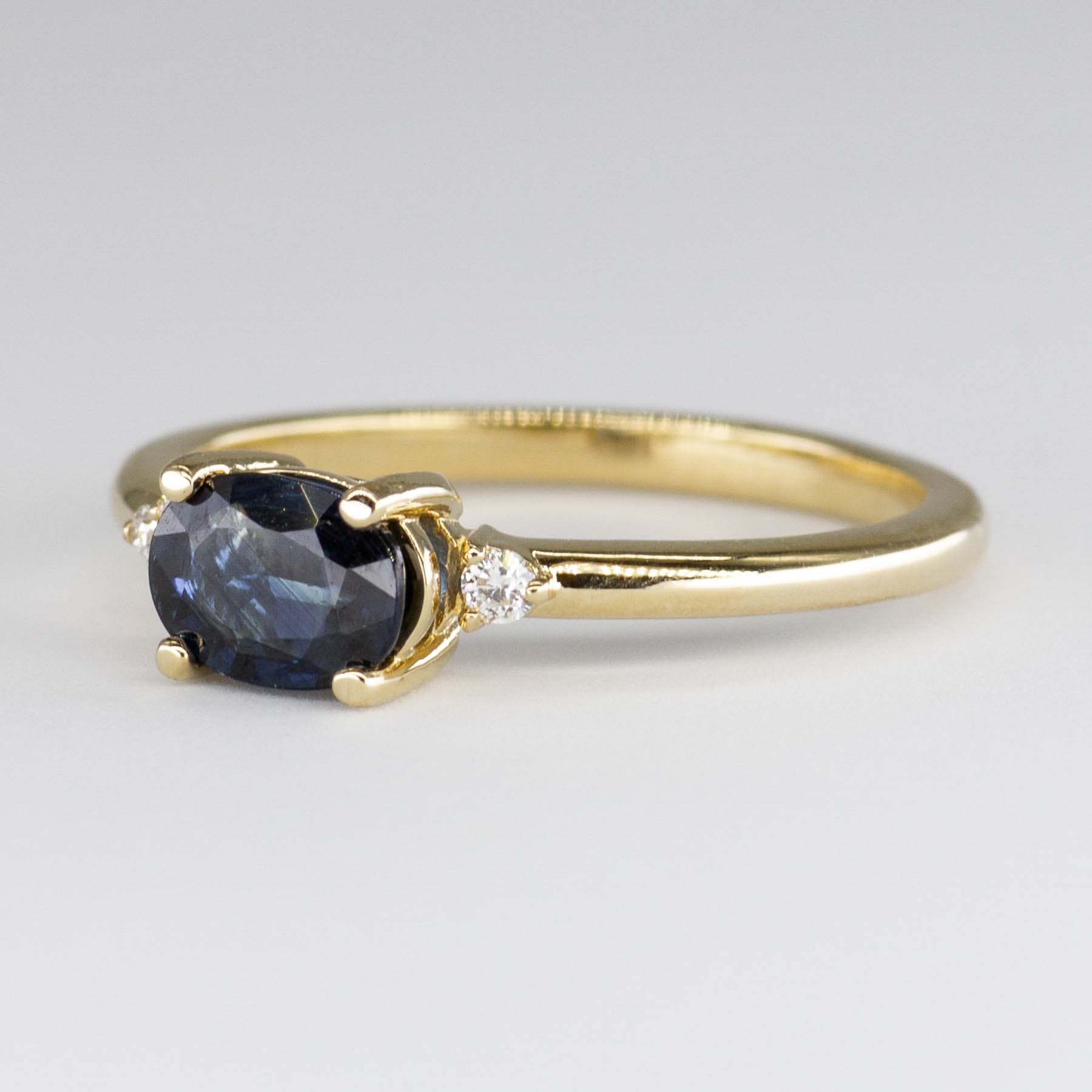 '100 Ways' 14k Yellow Gold East West Sapphire and Diamond Ring | 0.80ct | SZ 7 - 100 Ways