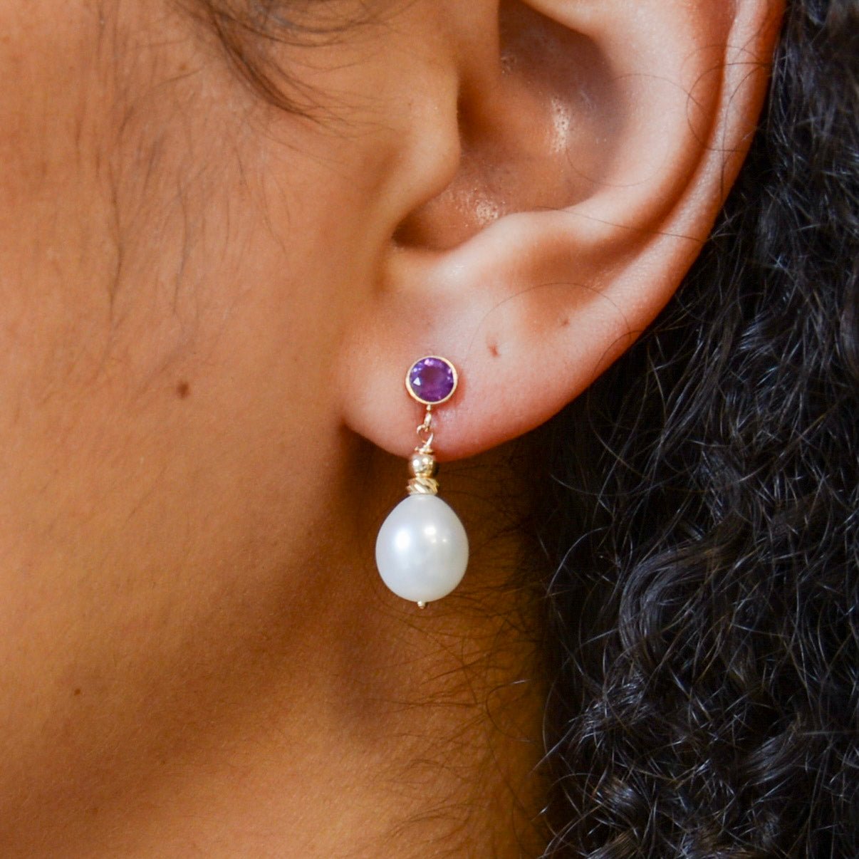 '100 Ways' Amethyst & Pearl Drop Earrings | 3.50ctw, 0.40ctw | - 100 Ways
