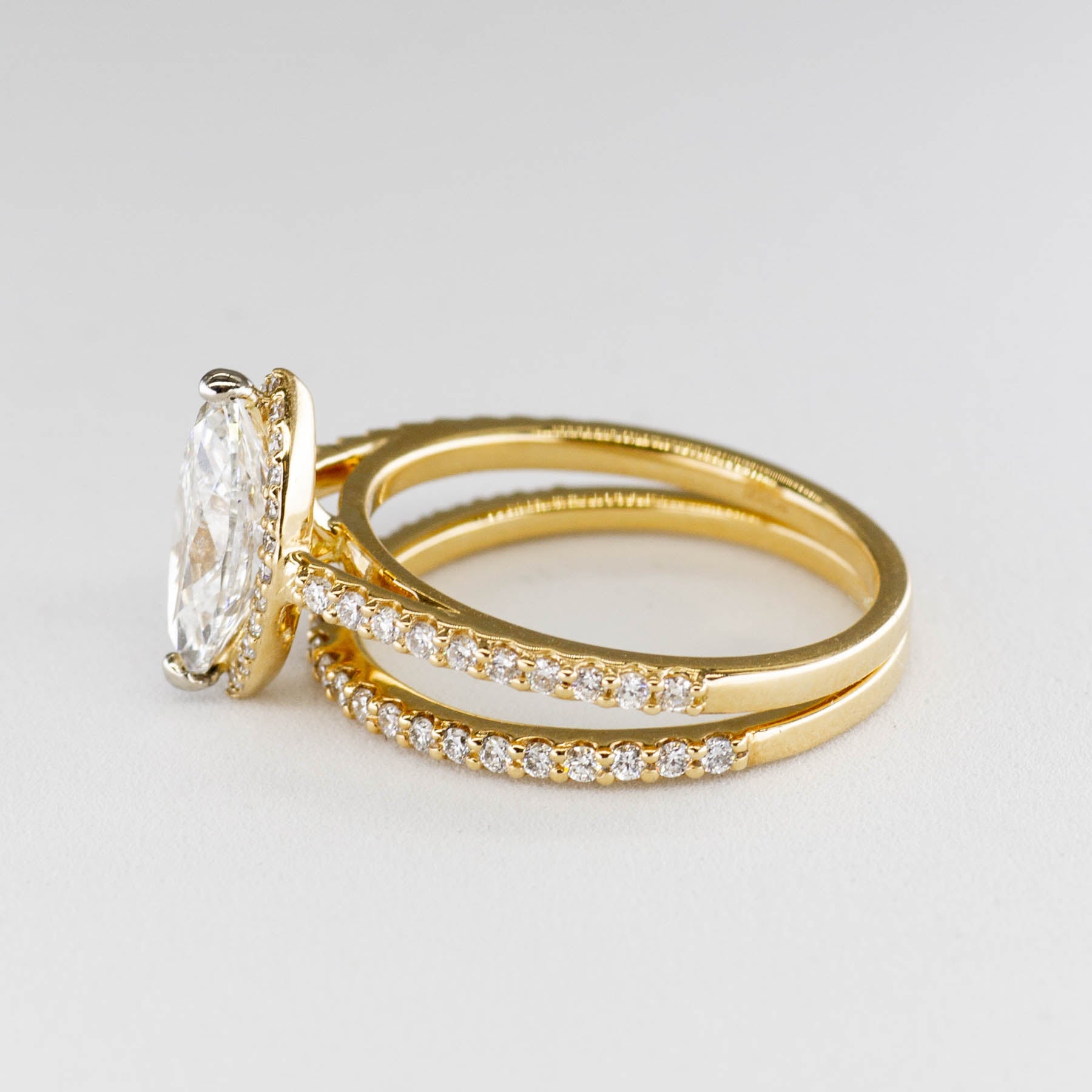 '100 Ways' Marquise Diamond Engagement Ring and Matching Band in 18k | 1.87ctw | SZ 6.5 | - 100 Ways