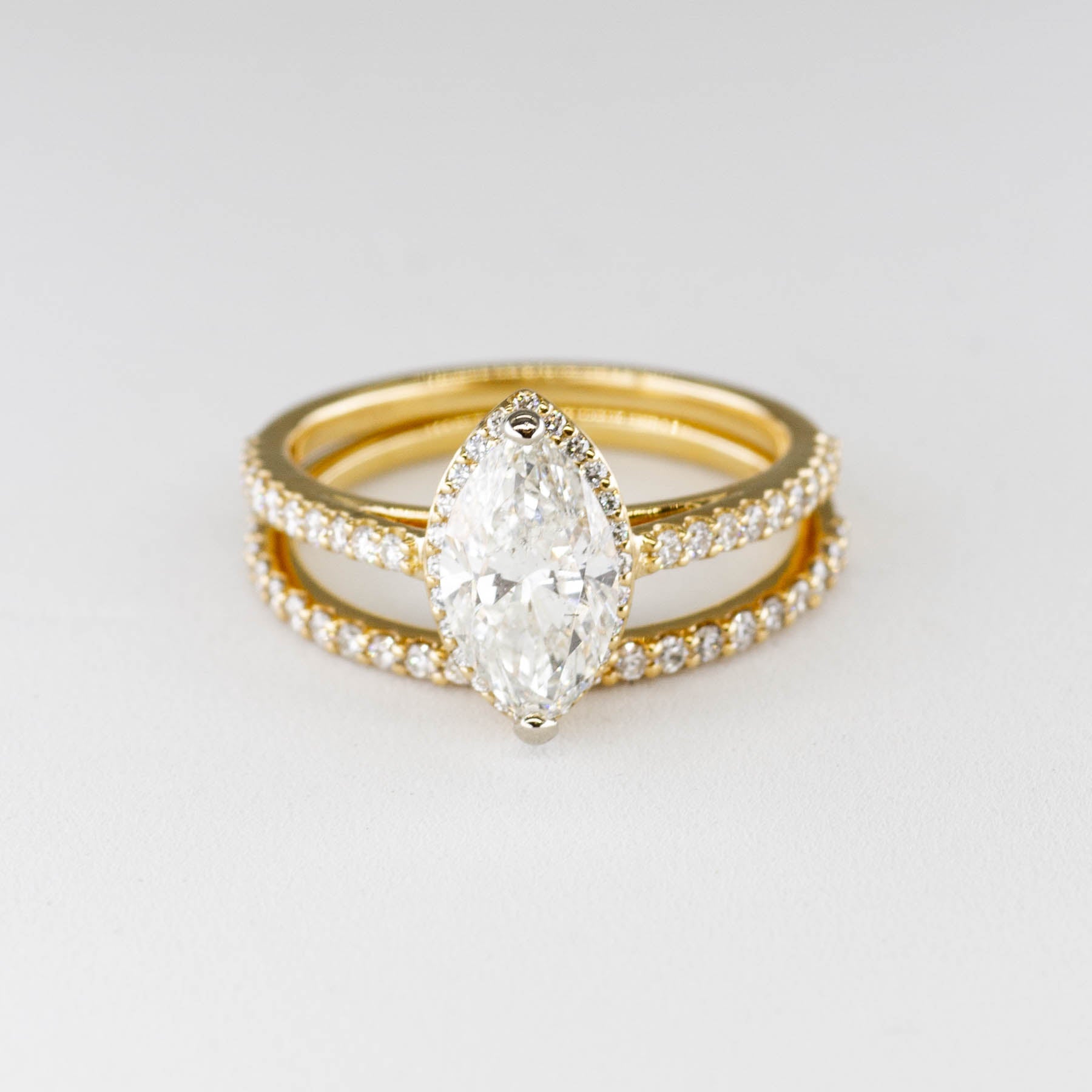 '100 Ways' Marquise Diamond Engagement Ring and Matching Band in 18k | 1.87ctw | SZ 6.5 | - 100 Ways