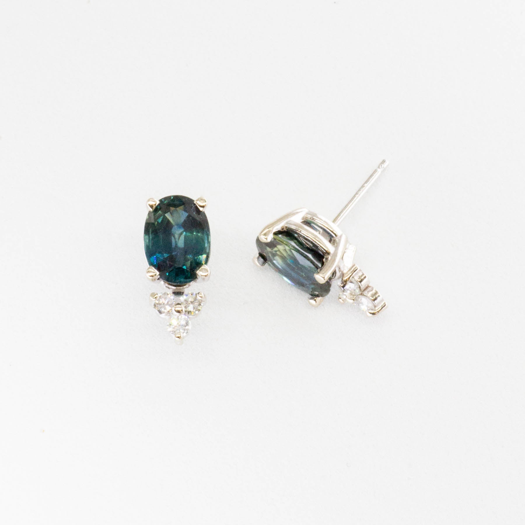 100 Ways' Oval Sapphire and Diamond Earrings | 3.18ctw, 0.21ctw | - 100 Ways