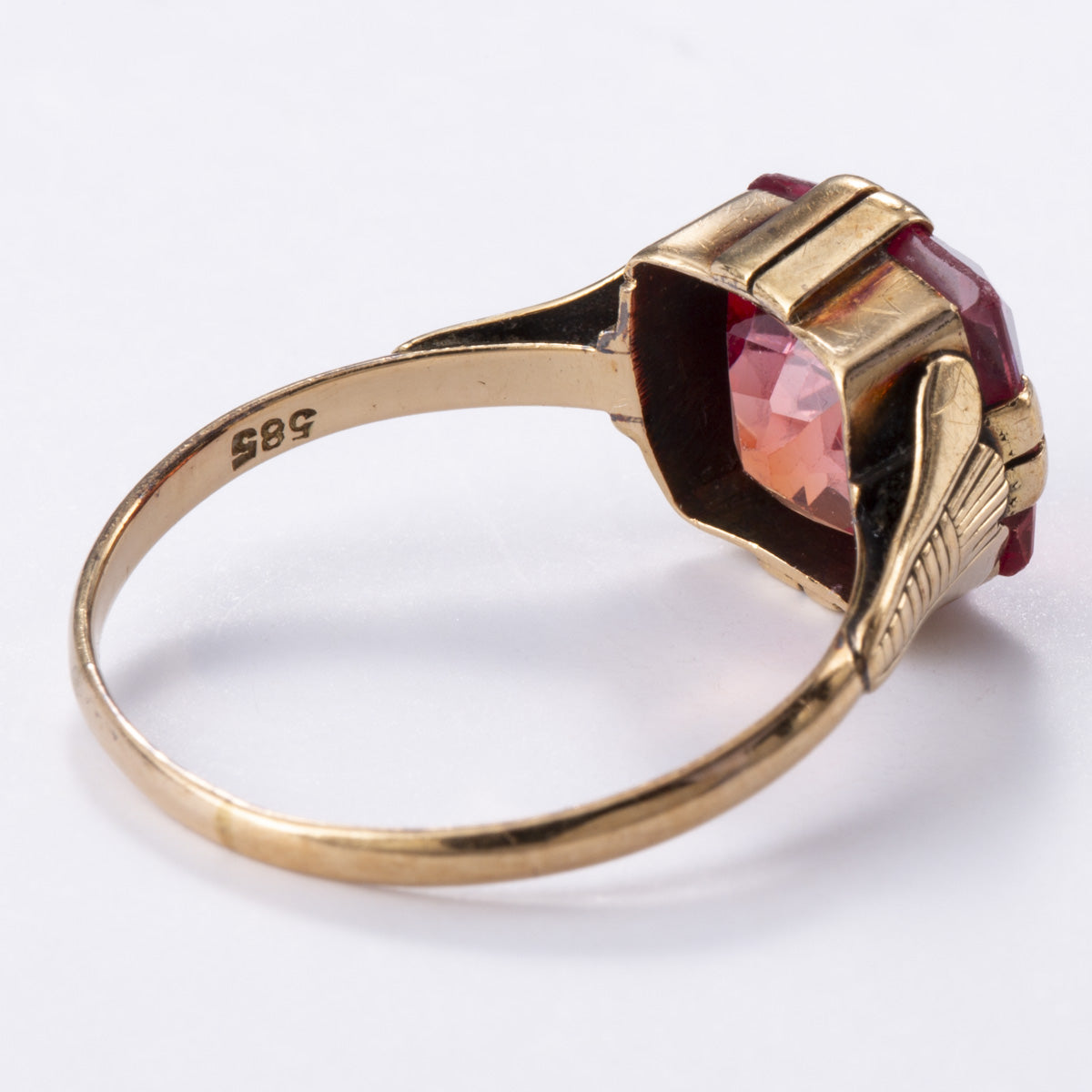 14k Yellow Gold Synthetic Sapphire Ring | 4.15ct | Sz 6.75