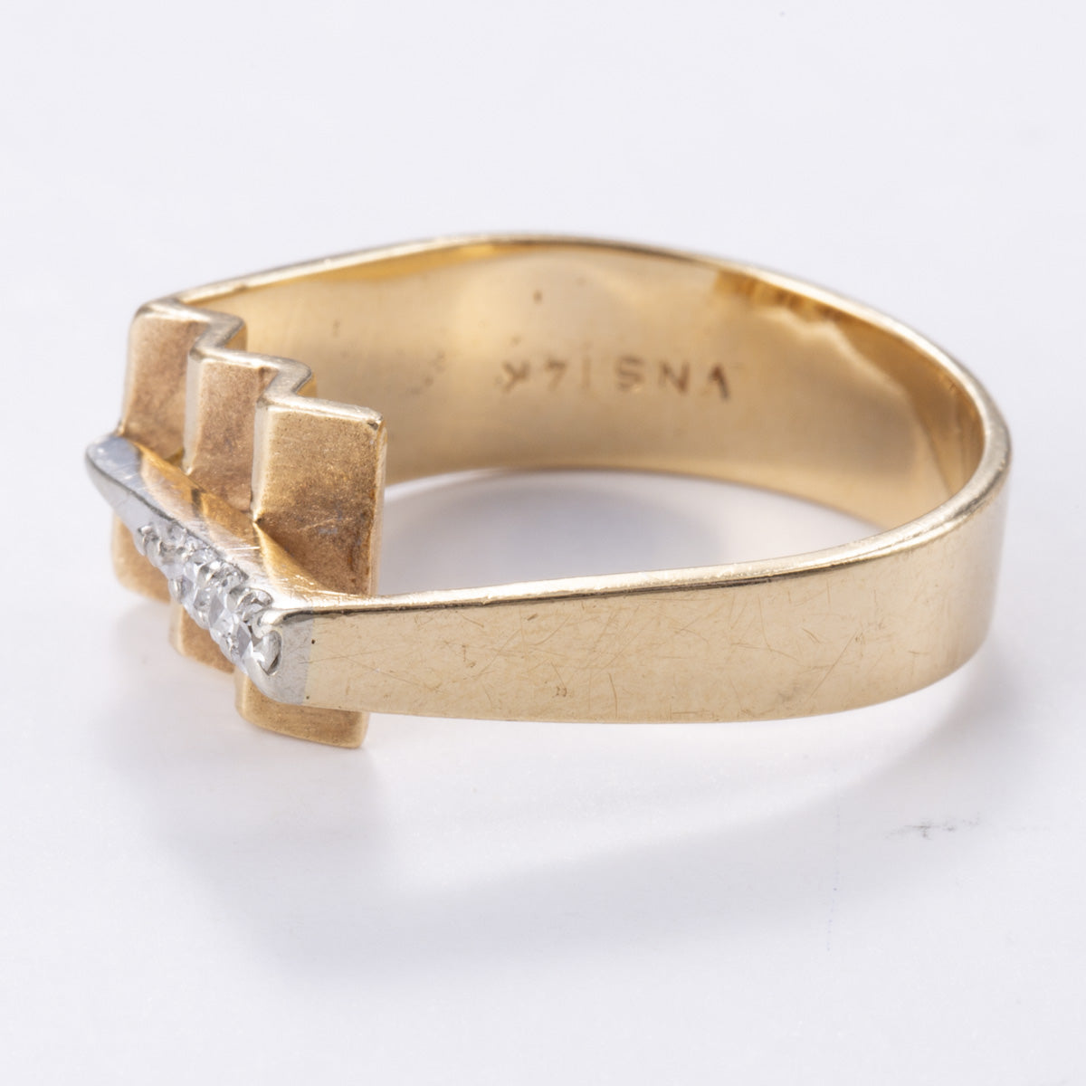 Bague en or jaune 14 carats sertie de diamants | 0,05 ct | Taille 5