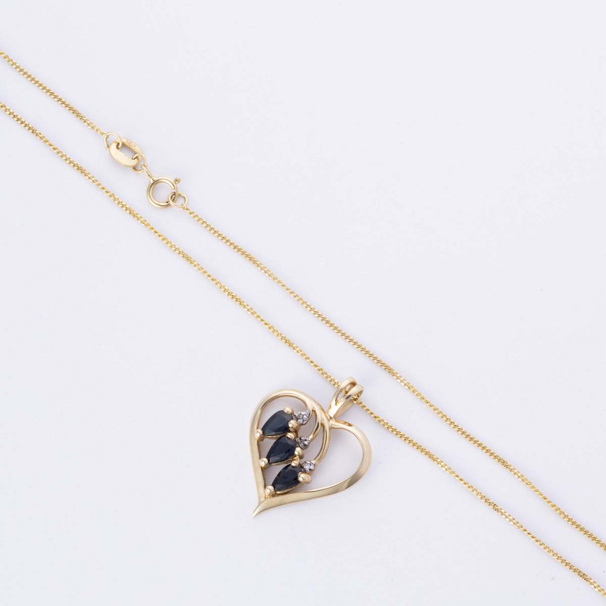 14k Yellow Gold Diamond Sapphire Pearl Necklace | 0.03ctw, 0.48ctw | 17.5"