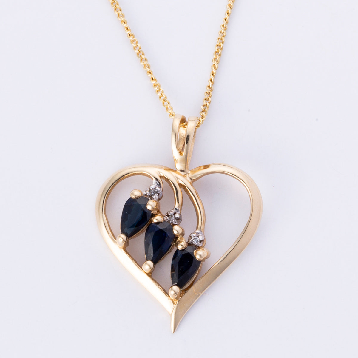 14k Yellow Gold Diamond Sapphire Pearl Necklace | 0.03ctw, 0.48ctw | 17.5"