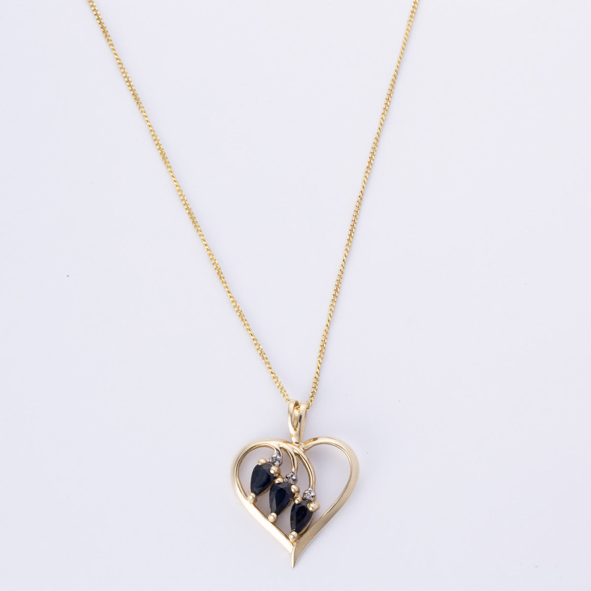 14k Yellow Gold Diamond Sapphire Pearl Necklace | 0.03ctw, 0.48ctw | 17.5"