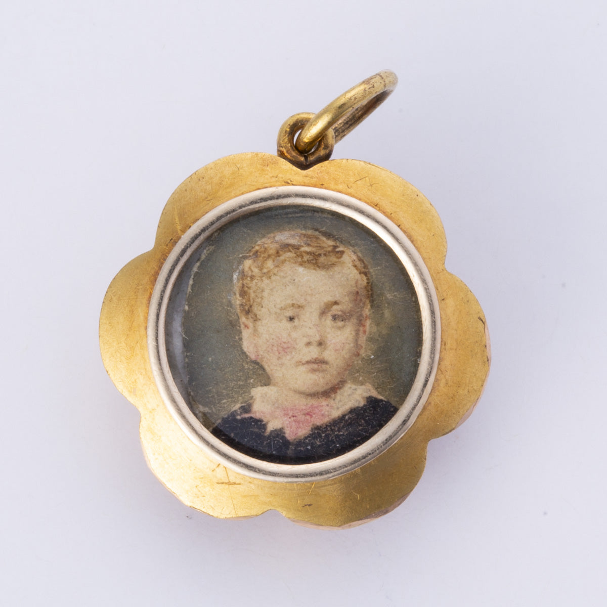 Antique 15k Yellow Gold Bead Coral with Water Color Painting Pendant | 4ctw