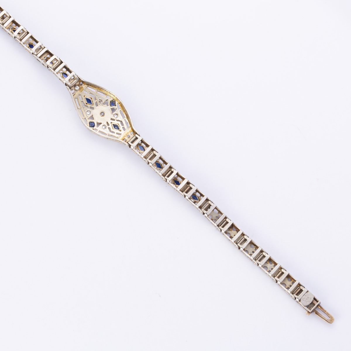 Vintage 14k and Platinum Diamond and Sapphire Bracelet | 0.20ctw, 0.70ctw | 7"