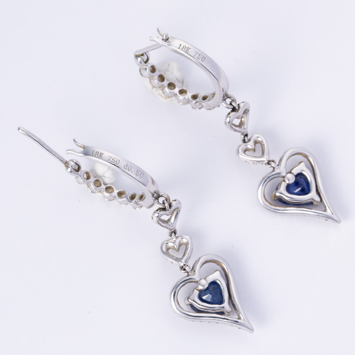 18k White Gold Sapphire and Diamond Earring | 2.22ctw, 1.02ctw |
