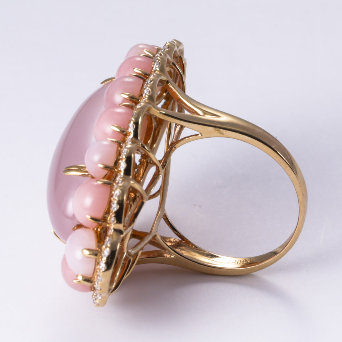 18k Rose Gold Quartz Chalcedony and Diamond Ring | 10.70ct, 13.36ctw, 0.50ctw | SZ 7