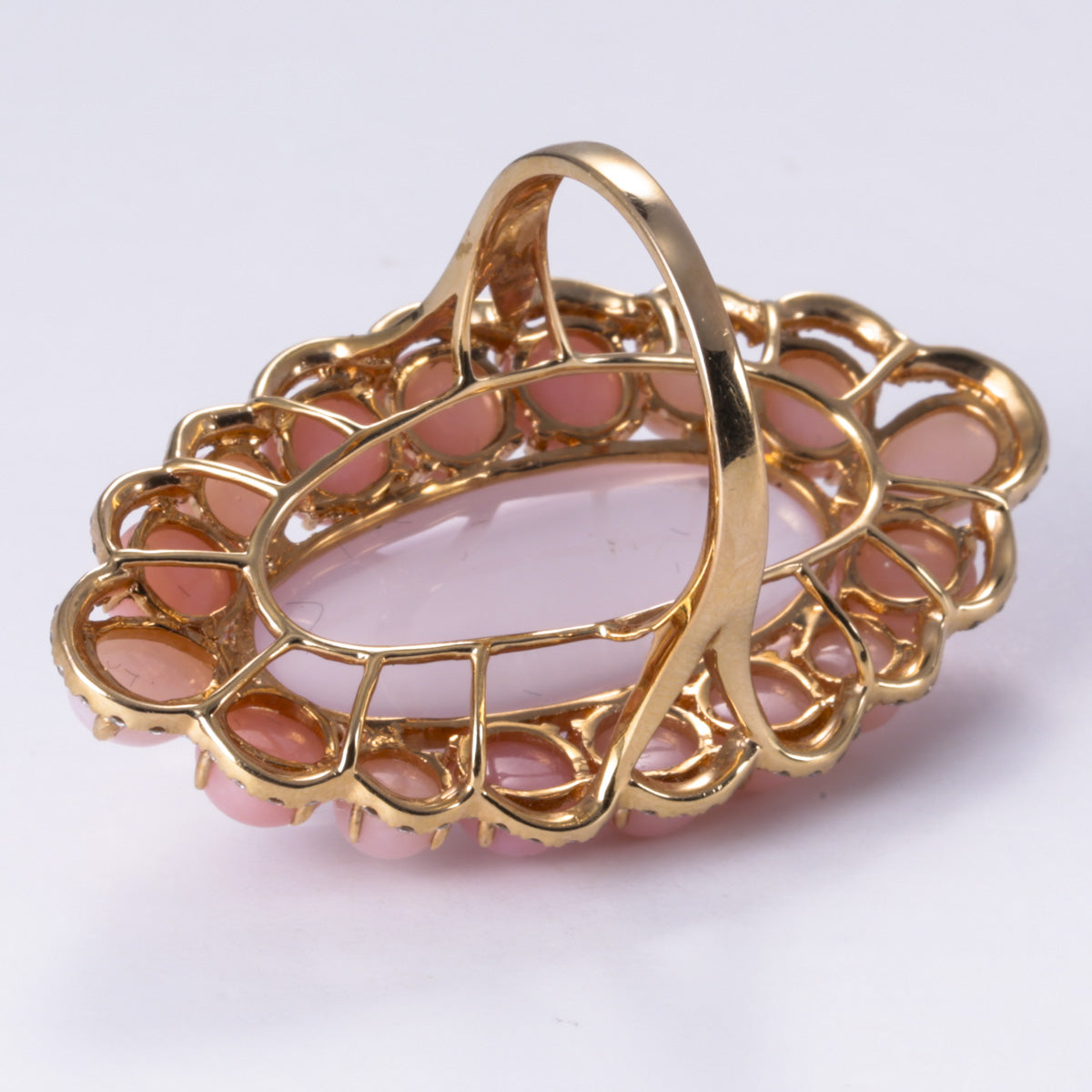 18k Rose Gold Quartz Chalcedony and Diamond Ring | 10.70ct, 13.36ctw, 0.50ctw | SZ 7