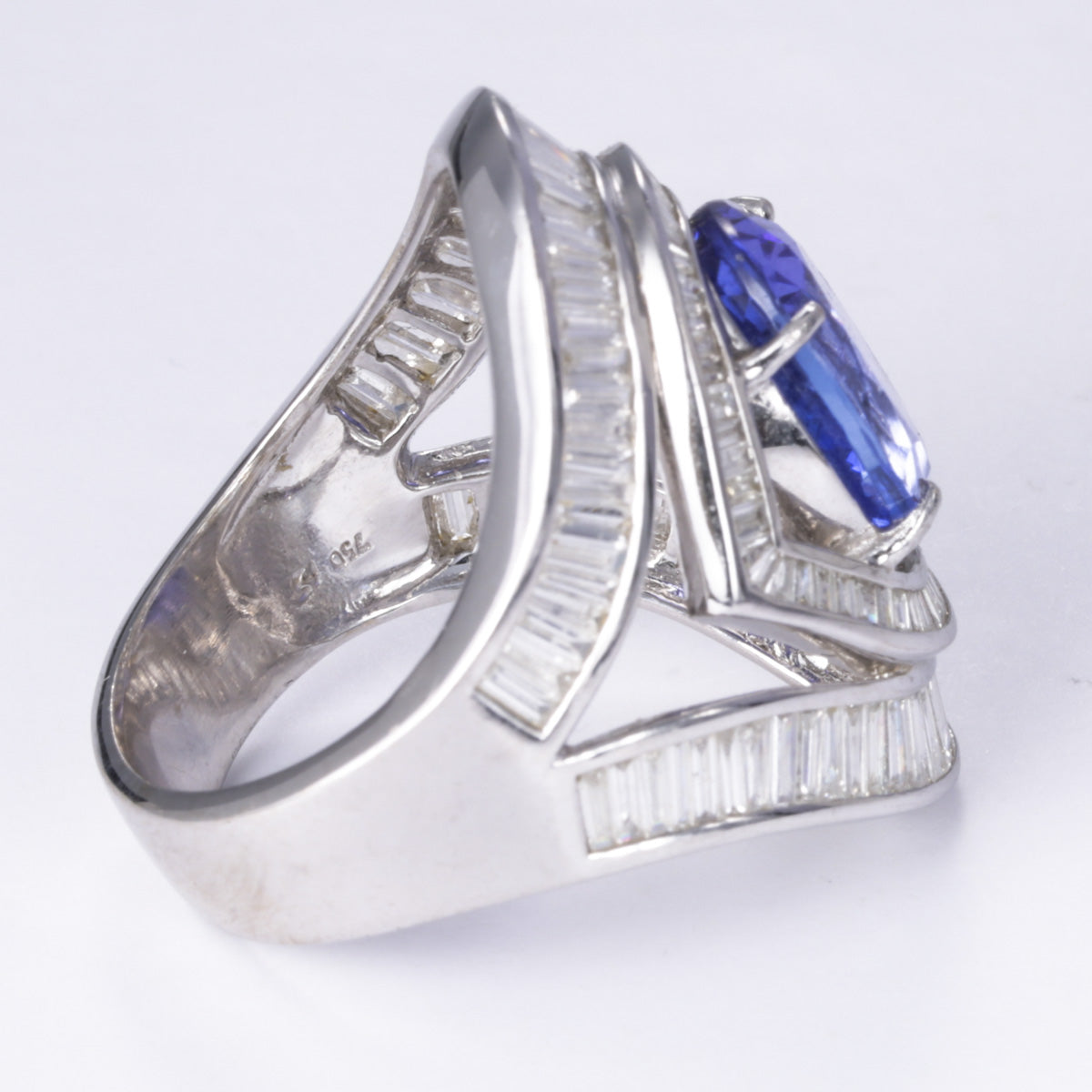 18k White Gold Tanzanite and Diamond Ring | 5.70ct, 3.09ctw | SZ 7