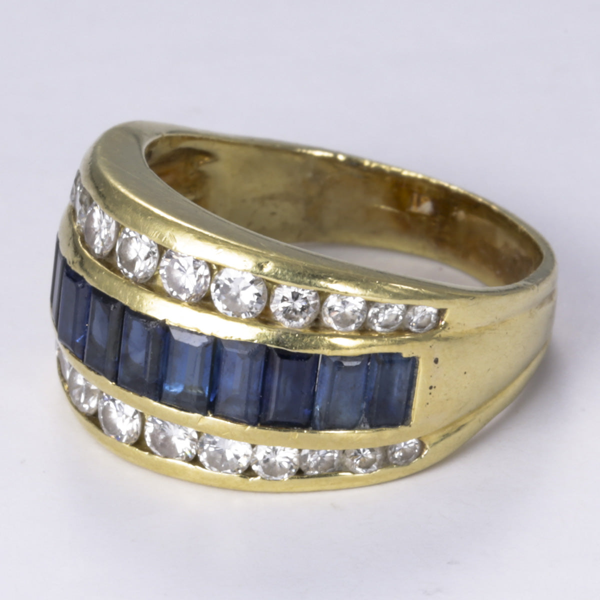 18k Yellow Gold Blue Sapphire and Diamond Ring | 2.04ctw, 1.17ctw | SZ 8.25