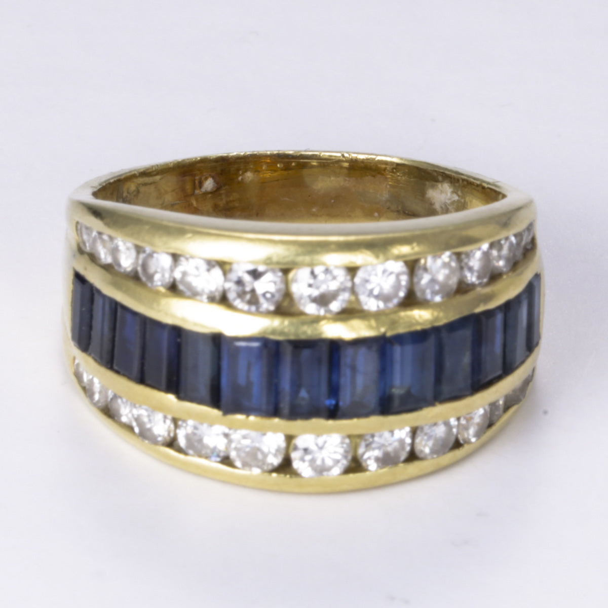 18k Yellow Gold Blue Sapphire and Diamond Ring | 2.04ctw, 1.17ctw | SZ 8.25