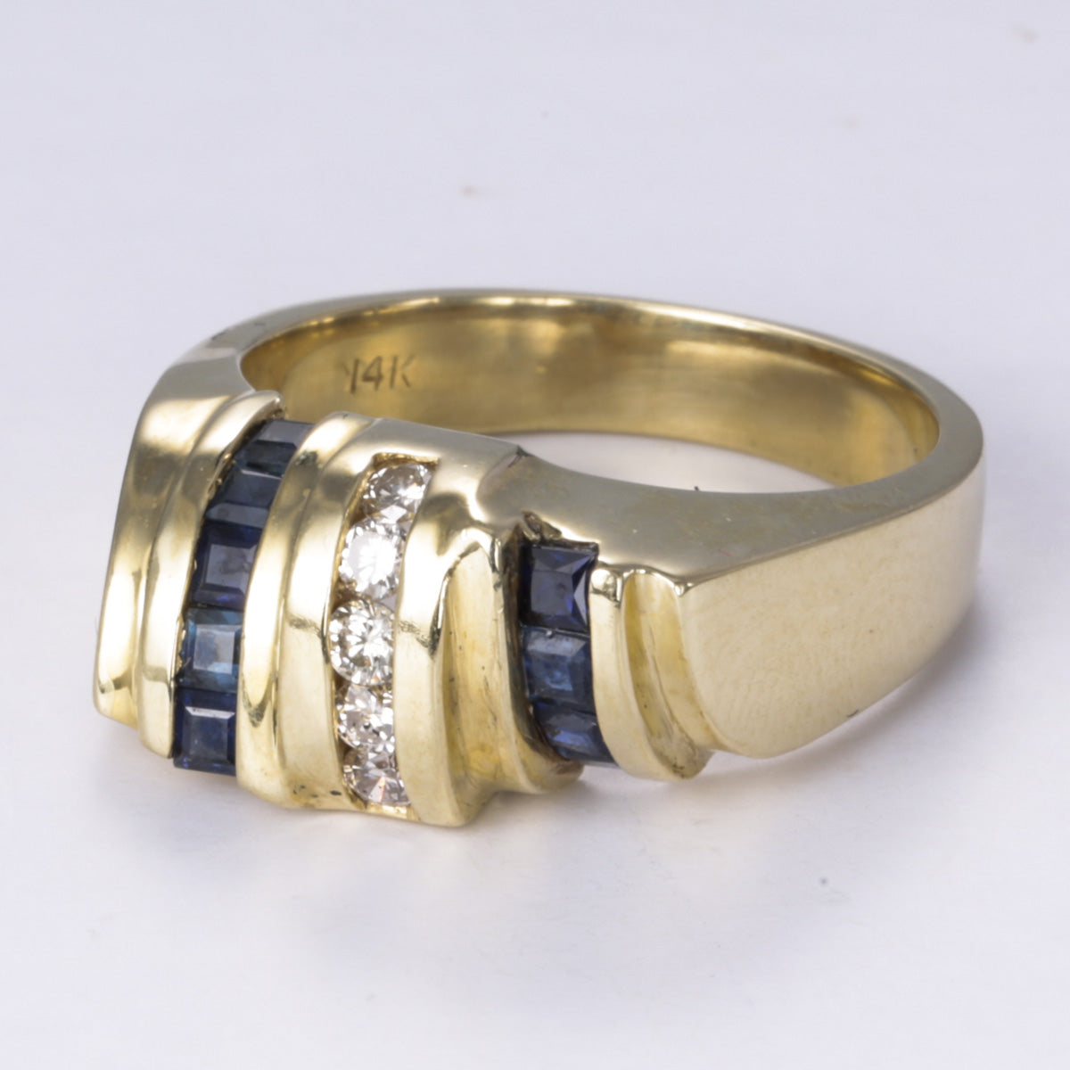 14k Sapphire and Diamond Cocktail Ring | 0.88ctw, 0.23ctw | SZ 9.25