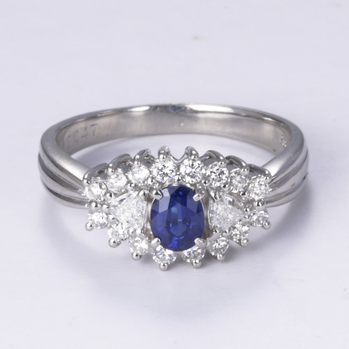 Platinum Sapphire and Diamond Cocktail Ring | 0.46ct, 0.47ctw | SZ 7