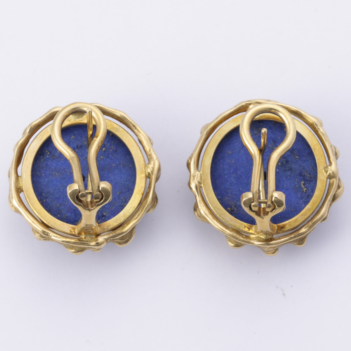 18k Yellow Gold Blue Lapis Lazulis Earring | 15.00-15.30mmx6.20mm |