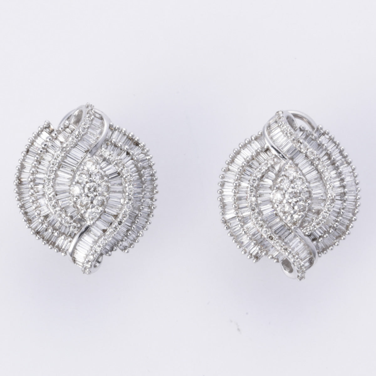 18k White Gold Omega-back Post Earring | 2.05ctw |
