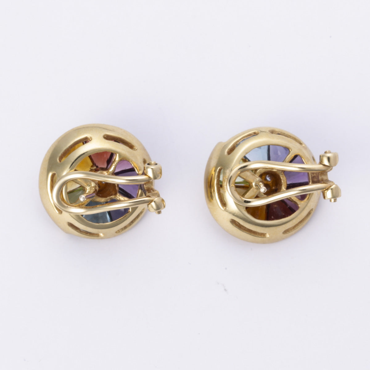 18k Yellow Gold Colored Stones and Diamond Earring | 5x5mm, 0.10ctw |