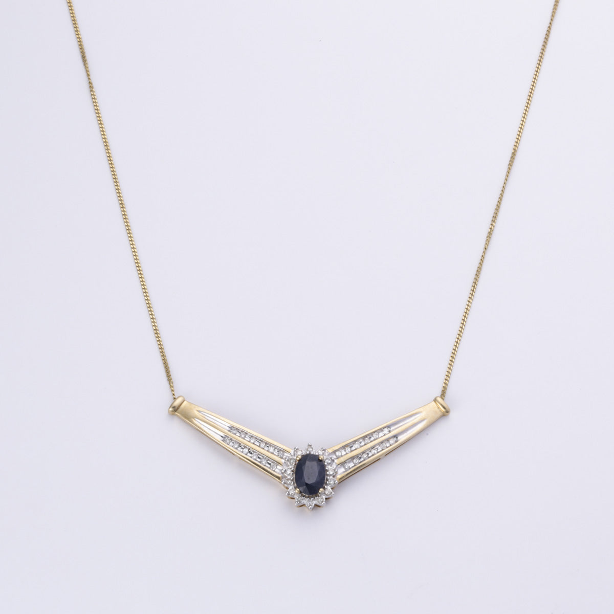 14k Yellow Gold Sapphire and Diamond Necklace | 0.93ct, 0.25ctw | 18"
