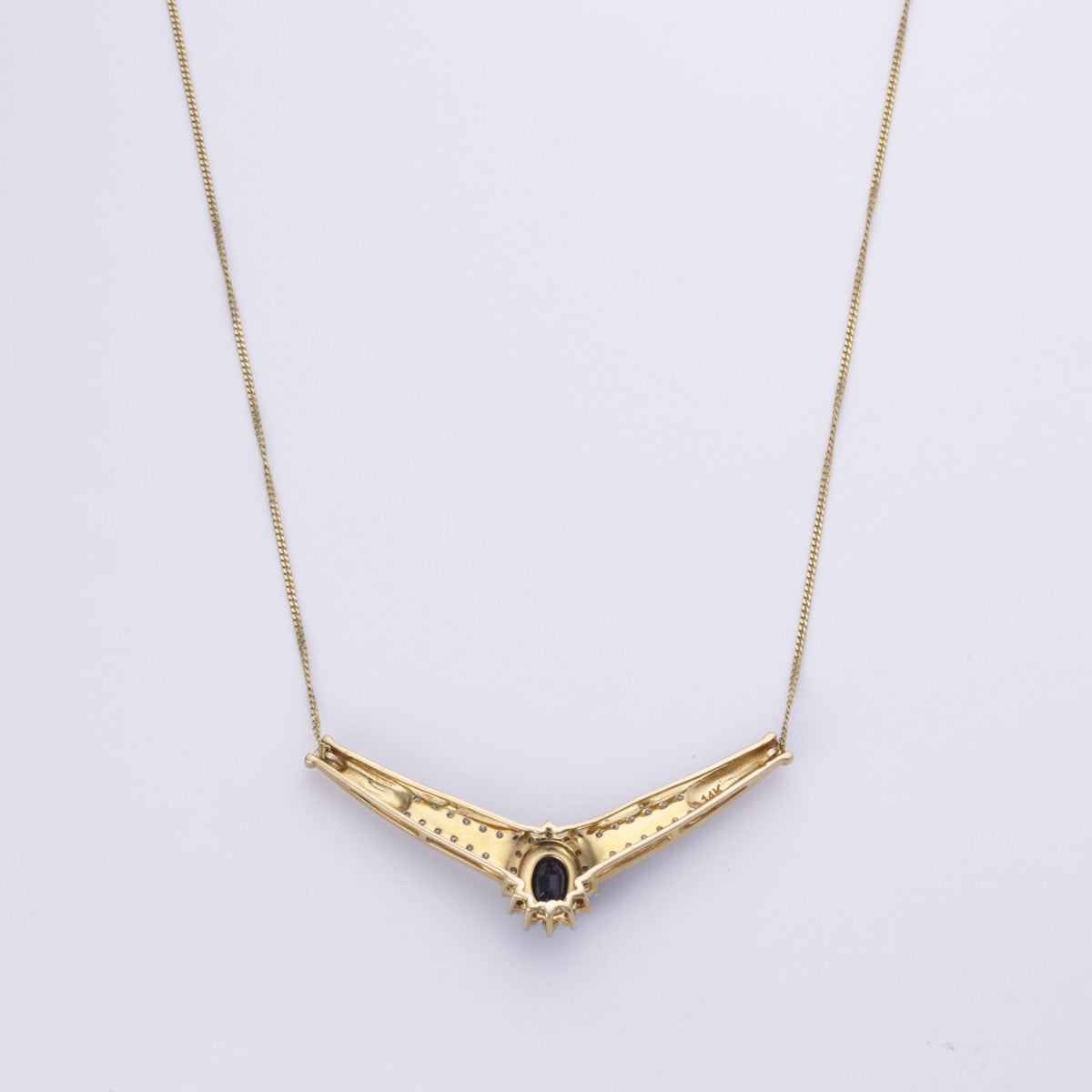 14k Yellow Gold Sapphire and Diamond Necklace | 0.93ct, 0.25ctw | 18"