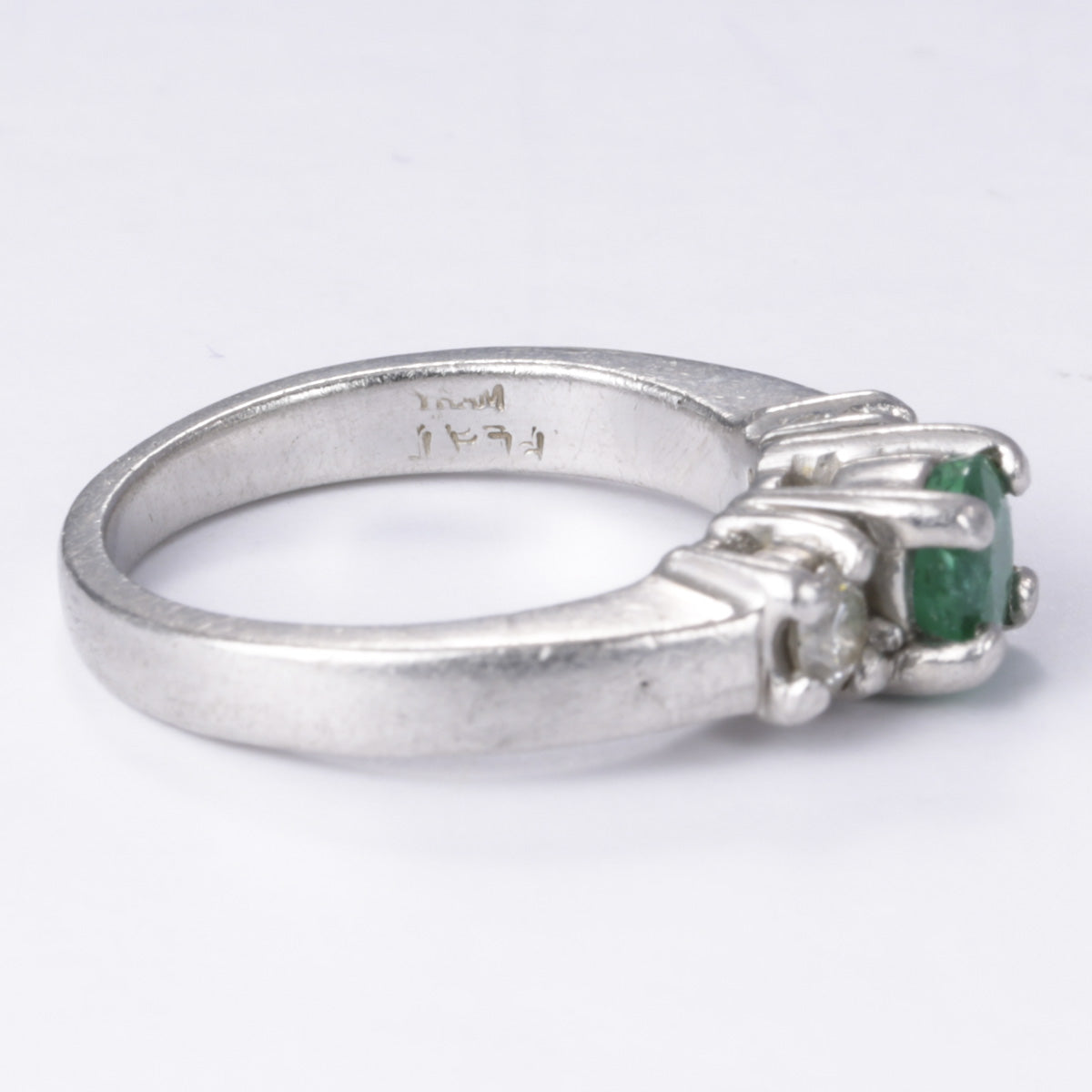 Platinum Emerald and Diamond Ring| 0.32ct, 0.22ctw | SZ 4.75